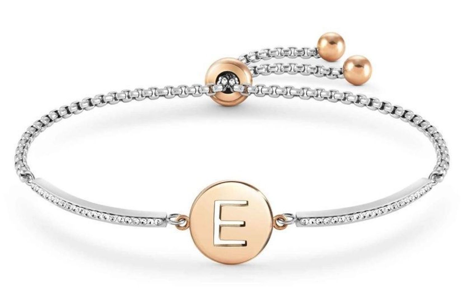 Bransoletka Nomination Italy z kolekcji Milleluci Letters. Wykonana ze stali szlachetnej, zdobiona mieniącymi się, błyszczącymi co złota (2).jpg